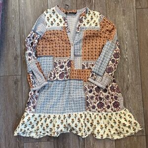 Zara Patchwork Cottagecore Printed Shirt Dress.